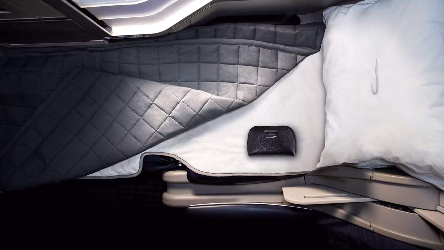 Spacious seat converts to fully flat bed