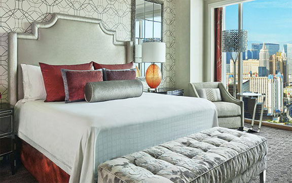 The Four Seasons, Las Vegas interior of one of their suites luxurious bedrooms.